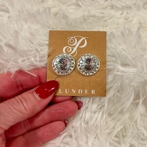 Plunder Silver and Crystal Round Earrings